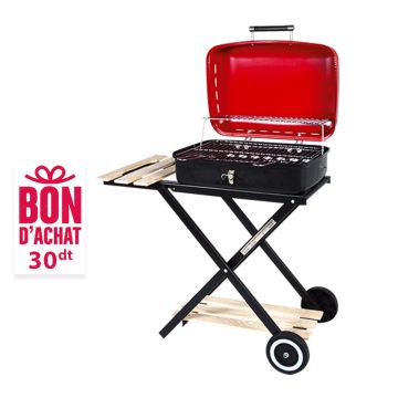 Barbecue à Charbon Pliable  HOME LINE KY30017   + Bon D'achat de 30dt + Sac de Charbon Gratuit