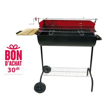 Barbecue à Charbon Avec Tourne Broche HOME LINE KY1817ZL + Bon D'achat de 30dt et Sac de Charbon Gratuit