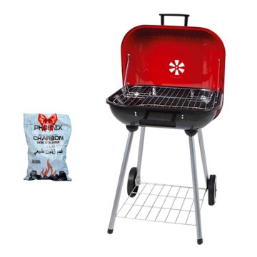 Barbecue à Charbon Carré Avec Roues HOME LINE YH19018  + Sac de Charbon Gratuit