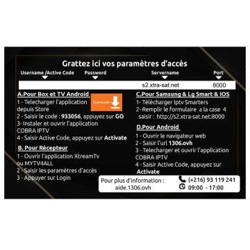 Carte Abonnement IPTV 12 mois CobraIPTV