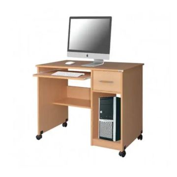 Bureau Informatique Classique SOTUFAB à Roulettes - Hêtre BI0116