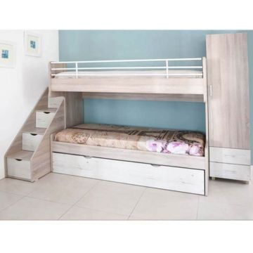 Chambre Enfant TWIN PLUS 168x248cm 1 Porte - Chène Brut / Chène Blanc