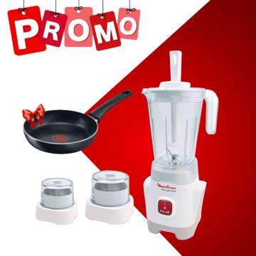 Blender Avec Deux Moulins LM2421EG 400W Blanc MOULINEX + Poêle  TEFAL Gratuite