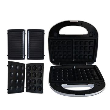 Appareil à Panini 3en1 Gaufre-Zouza HY9083 750W Blanc HOMIX