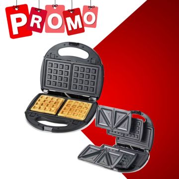 Appareil à Panini 3en1 Gaufre, Croque-monsieur SMM01 750W Noir KENWOOD