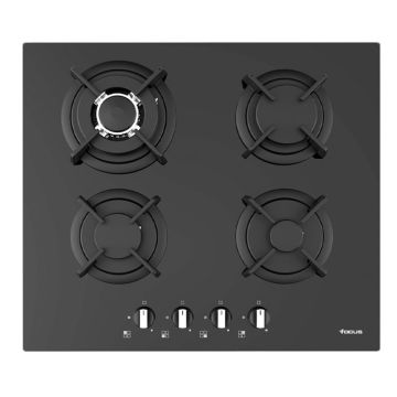 Plaque de Cuisson 4 Feux Gaz 60 cm  F415B Vitro  Noir FOCUS