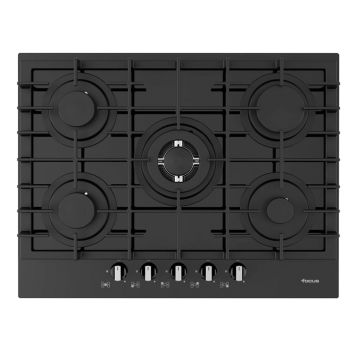 Plaque de Cuisson  5 Feux Gaz 70 Cm F.406B Vitro Noir FOCUS