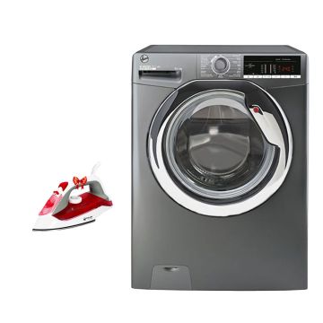 Lave Linge Frontal HOOVER H3WS4105TCGE-04 10.5 Kg Silver + Fer à Vapeur Gratuit