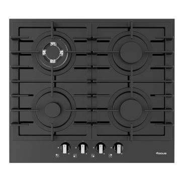 Plaque de Cuisson 4 Feux Gaz 60 cm  F405B  Vitro Noir FOCUS