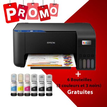 Imprimante à Réservoir Intégré EPSON ECOTANK L3211 3En1 Couleur+ 6 Bouteilles (3 couleurs + 3 noirs) Gratuites 