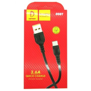  Câble   de Charge DENMEN Type C 1m 3.6A  D08T Noir