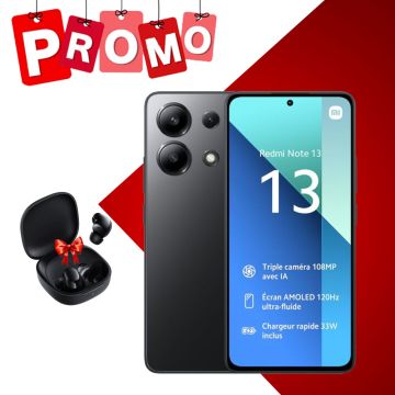 Smartphone XIAOMI REDMI NOTE 13 6GO 128GO Black + Avec Buds 6 Play gratuit