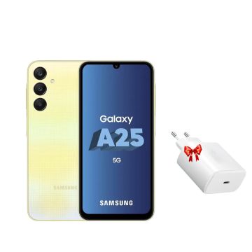 Smartphone SAMSUNG  GALAXY A25 6GO 128GO Yellow + Chargeur Secteur 45W Offert