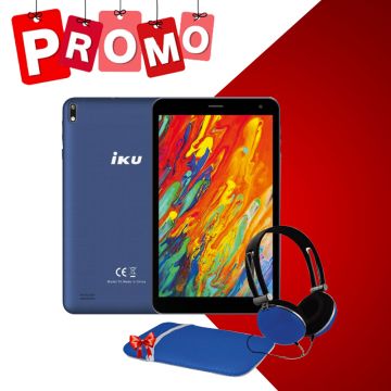 Tablette IKU T5 8 POUCES WI FI Bleu+Etui+ Casque Filaire