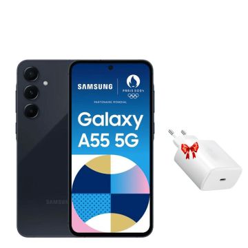 Smartphone SAMSUNG GALAXY A55 8GO 256GO Black + Chargeur Secteur 45W Offert