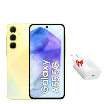 Smartphone SAMSUNG GALAXY A55 8GO 256GO Yellow + Chargeur Secteur 45W Offert