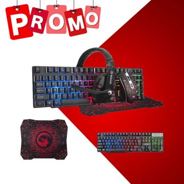 Pack Gaming MACRO G301 Clavier+Souris+Casque+Tapis Souris Noir et Rouge