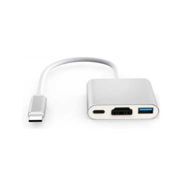 Adaptateur Type-C Vers 4K HDMI + USB 3.0 Argent