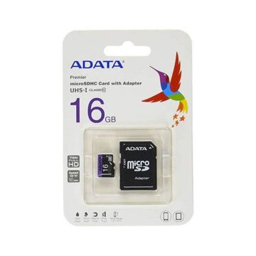 Carte Mémoire ADATA 16Go Micro SDHC Class 10 Avec Adaptateur Noir