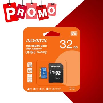 Carte Mémoire ADATA 32GO Micro SDHC Class 10 Avec Adaptateur Noir