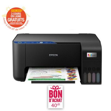Imprimante à Réservoir Intégré EPSON ECOTANK L3251 3En1 Wifi Couleur + 5 Bouteilles Gratuites  + Bon d'achat 40 Dt