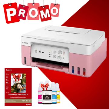 Imprimante a réservoir intégré Canon PIXMA G3430 WiFi - Rose Avec 4 bouteilles d'encre + Rame Papier Photo CANON Gratuite
