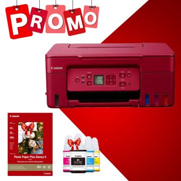 Imprimante a Réservoir Intégré CANON PIXMA G3470 3EN1 WIFI Couleur - Rouge Avec 4 bouteilles d'encre + Rame Papier Photo CANON Gratuite