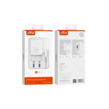 Chargeur Secteur OTU Avec câble Micro USB KT03V 2,4A  - Blanc