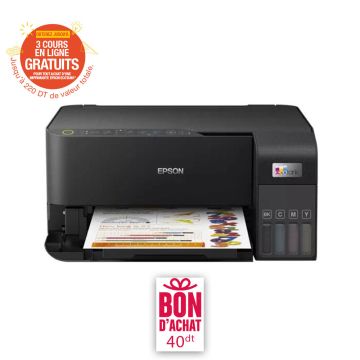  Imprimante Multifonction à réservoir intégré 3en1 couleur Epson ECOTANK L3250 A4 WiFi + 5 Bouteilles d'encres Epson Incluses + Bon D'achat 40 Dt