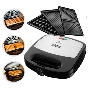 Appareil à Panini 3en1 Gaufre Croque-monsieur 24540-56 760W Noir RUSSELL HOBBS