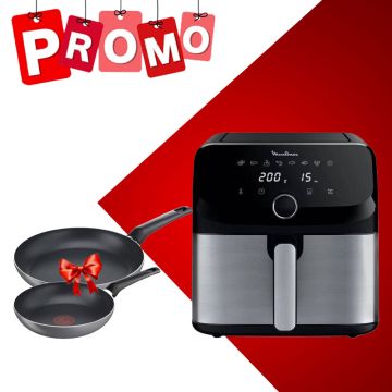 Friteuse Sans Huile MOULINEX EZ855D20 7.5L + Set De 2 Poêles Tefal Easy Plus B5719023 Noir Offert