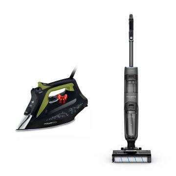 Aspirateur Laveur ROWENTA Sans Fil X-Clean 4 GZ5035WO Noir + Fer a Vapeur DW6330D1 Gratuit 