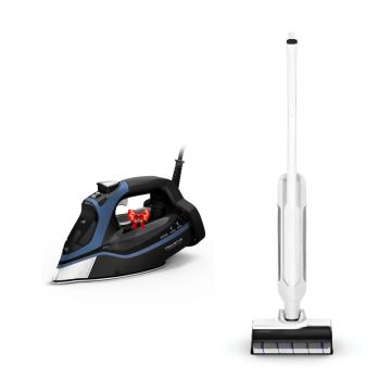 Aspirateur Balai Sans Fil ROWENTA X-Clean 10 GZ7540WO- Blanc + Fer a Vapeur DW9411D1 