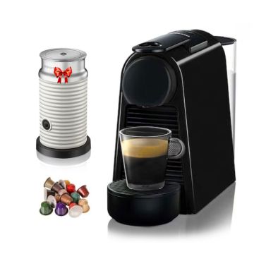 Machine à café NESPRESSO Mini essenza + Aeroccino noir + 10 Capsules Offertes