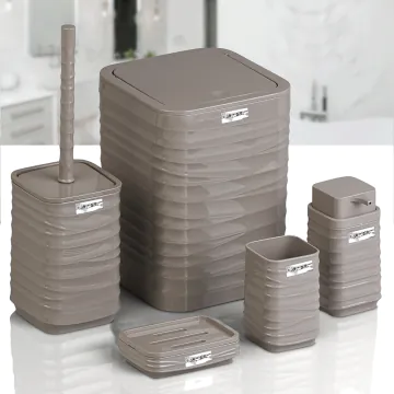 Set de 5 Accessoires de Salle de Bain OKYANUS Chrome Marron Luna