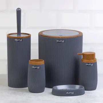 Set de 5 Accessoires de Salle de Bain OKYANUS Bois Gris