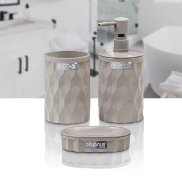 Set de 3 Accessoires de Salle de Bain OKYANUS Grège Diamond