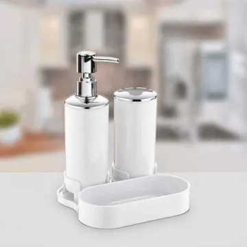 Set de 3 Accessoires de Salle de Bain avec Organisateur OKYANUS Blanc 