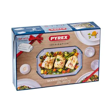 Lot de 2 Plats à Four PYREX Inspiration 2.6L + 3.2L en Verre