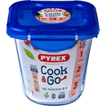 Boite de Conservation avec Couvercle Hermétique Cook & Go PYREX 0,8L en Verre 