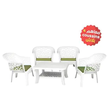 Salon de Jardin HOME LINE 4 Chaises avec Coussins + Table 