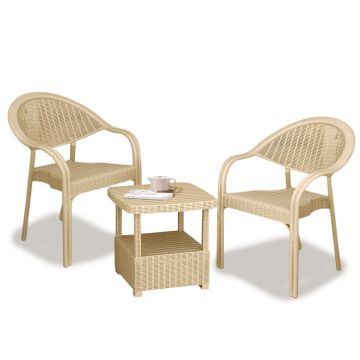 Salon de Jardin Bamboo HOME LINE 2 Chaises + Table