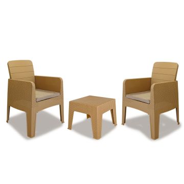 Salon de Jardin MARECHEL HOME LINE 2 Fauteuils + Table