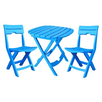 Pack  HOME LINE FLORIDA Table + 2 Chaises Bleu