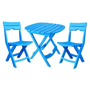 Pack  HOME LINE FLORIDA Table + 2 Chaises Bleu