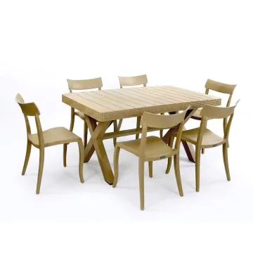 Table AXIOME 150 cm + 6 Chaises Simplicity grège 