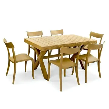 Pack Table Axiome 150cm + 6 Chaises Simplicity Marron