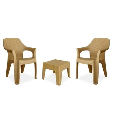 Table SOFIA + 2 Fauteuils Le Baron - Grège 