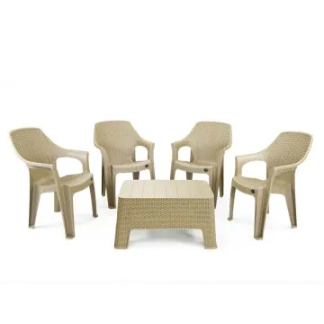 Table MONACO + 4 Fauteuils LE BARON Grège 