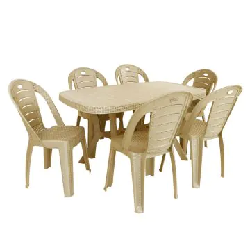Table HARMONY + 6 Chaises NAPOLI Grège 